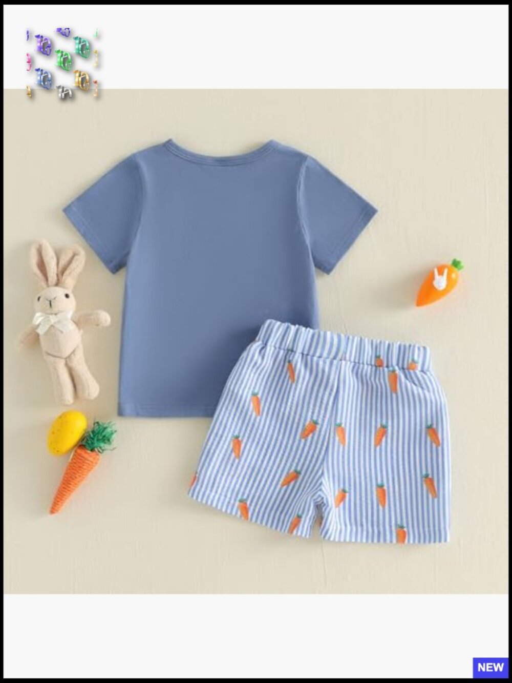 Toddler Boy Easter Bunny Polo Shirt Shorts Set Summer Gentleman Outfit - Picture 7 of 7